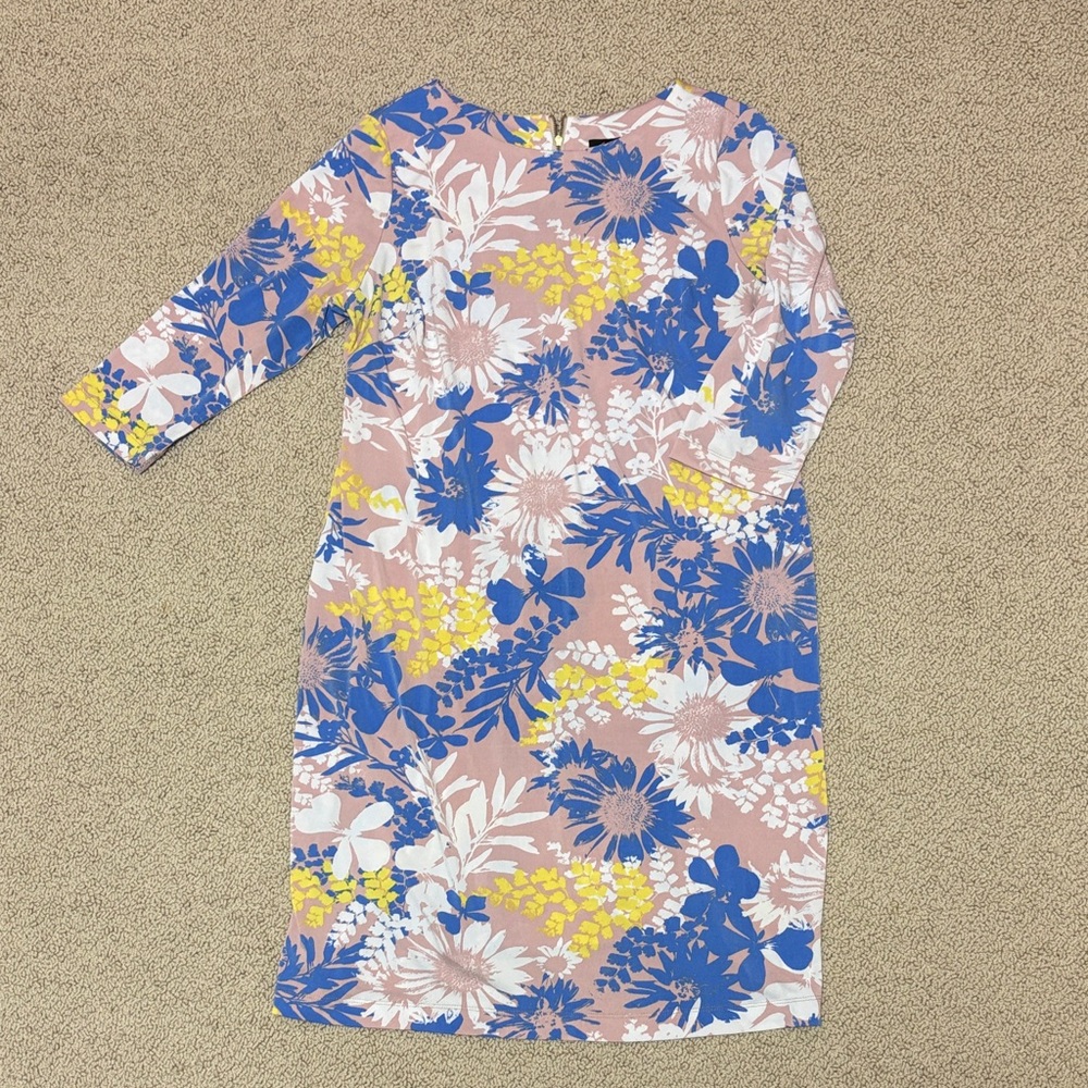 Taylor for A Pea in the Pod Pink Shift Dress with Blue & Yellow Floral Print